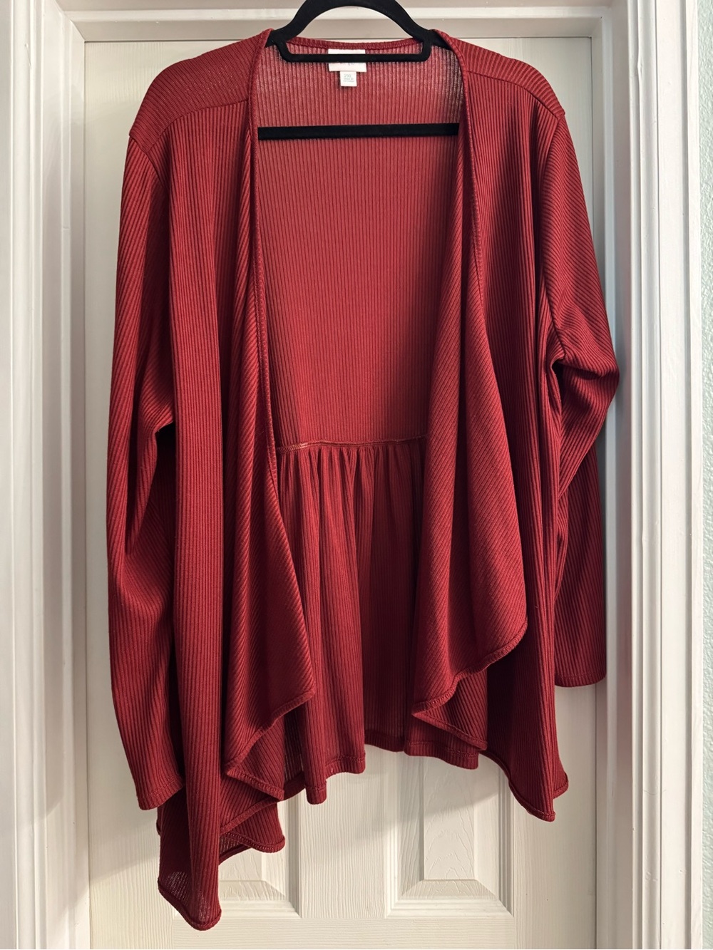 LuLaRoe Open-Front Draped Cardigan — maroon